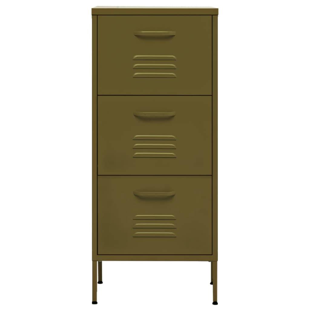 vidaXL Beistellschrank Olivgrün 42,5x35x101,5 cm Stahl