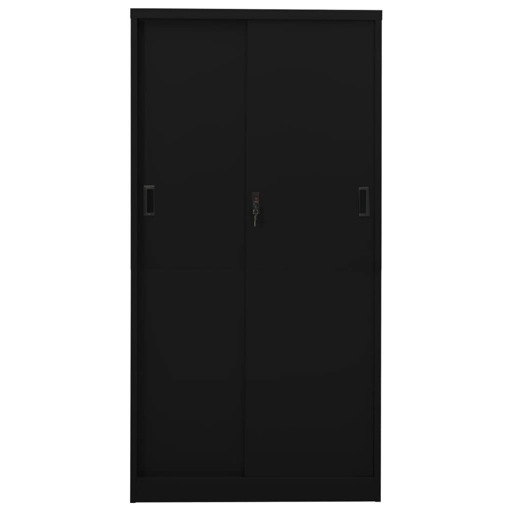 vidaXL Büroschrank mit Schiebetür Schwarz 90x40x180 cm Stahl