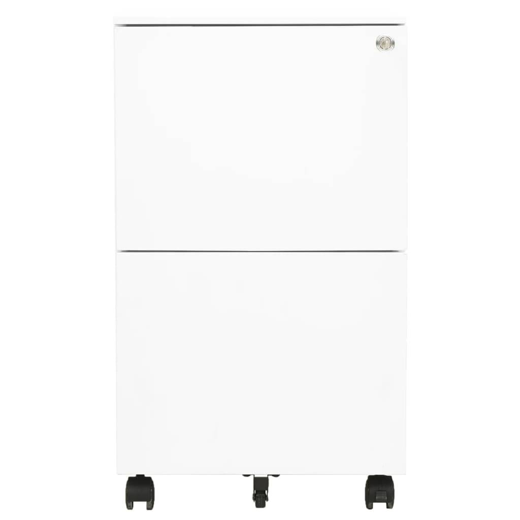 vidaXL Aktenschrank mit Rollen Weiß 39x45x67 cm Stahl