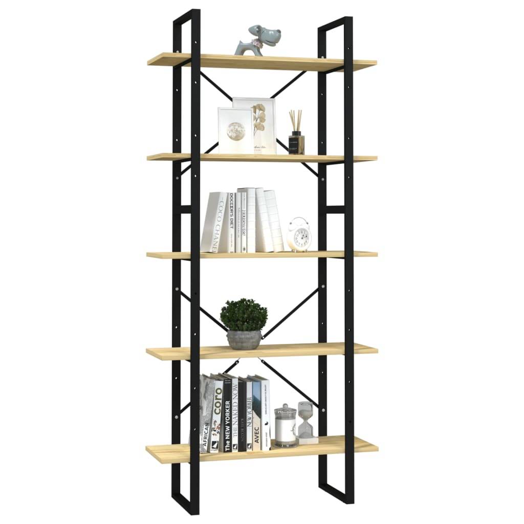 vidaXL Bücherregal 5 Fächer 80x30x175 cm Massivholz Kiefer