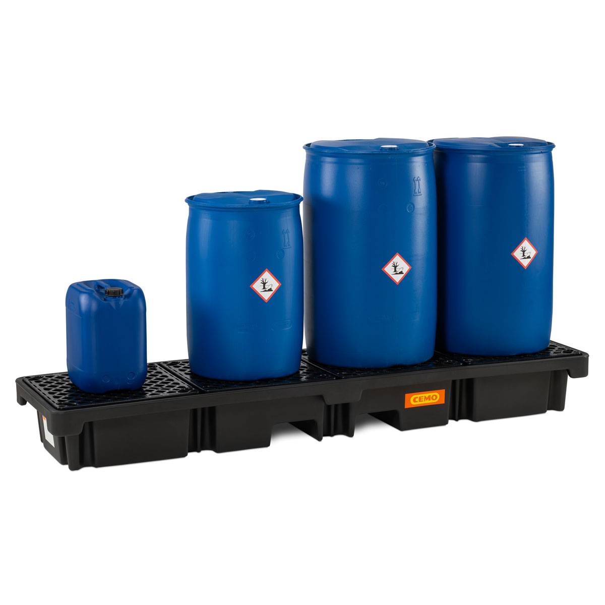 CEMO PE-Fassauffangwanne 220/4e mit PE-Rost