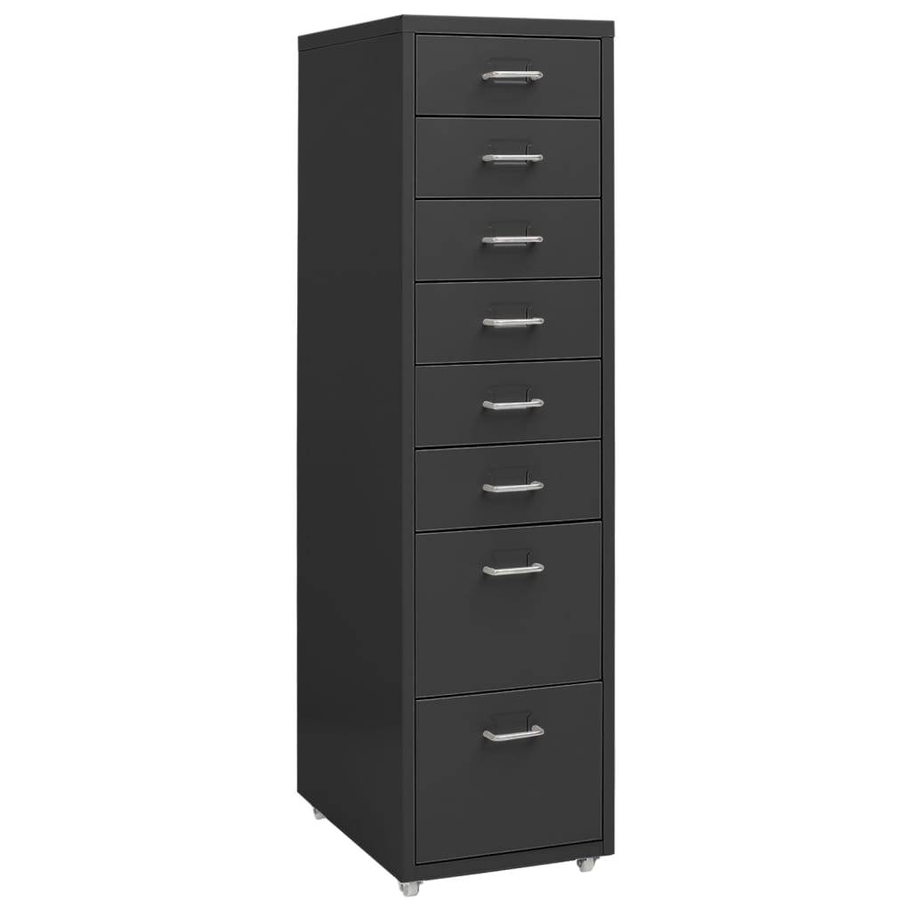 vidaXL Aktenschrank mit Rollen Anthrazit 28x41x109 cm Metall