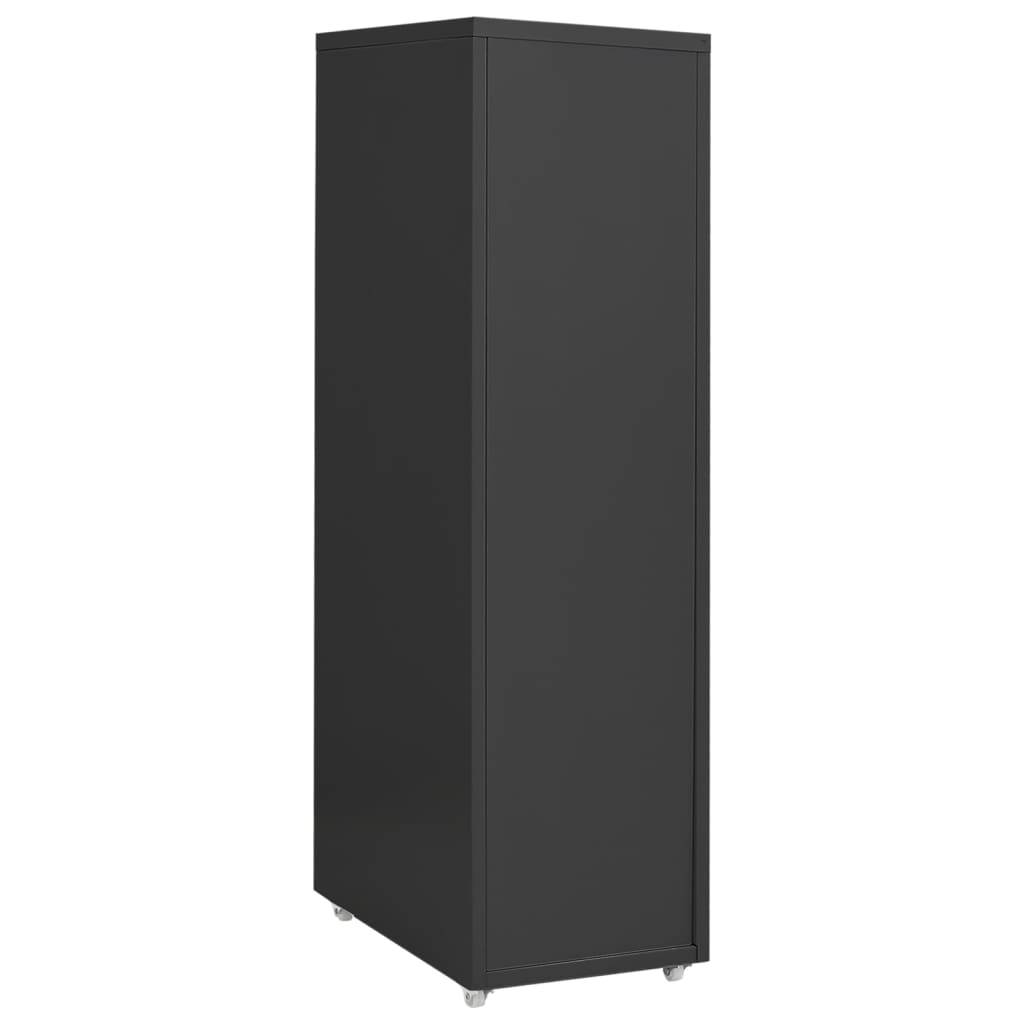 vidaXL Aktenschrank mit Rollen Anthrazit 28x41x109 cm Metall