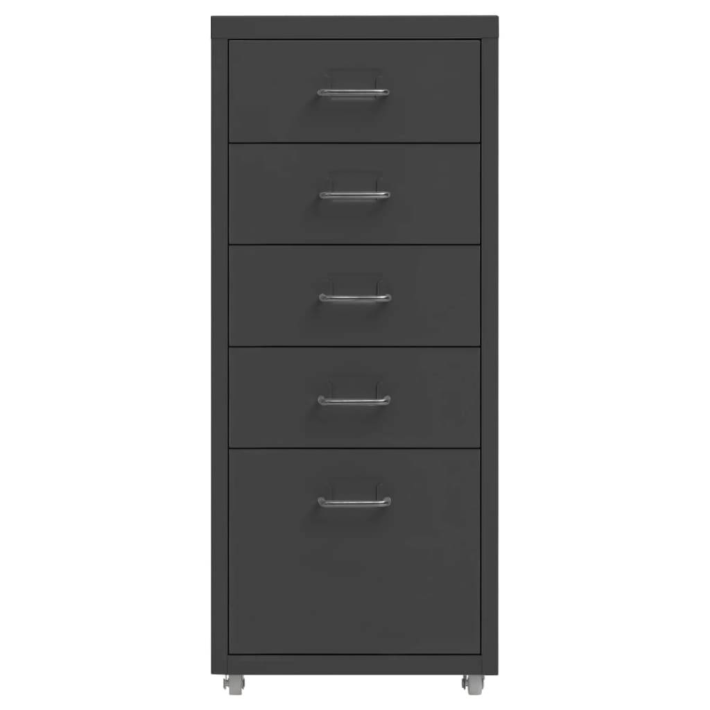 vidaXL Aktenschrank mit Rollen Anthrazit 28x41x69 cm Metall