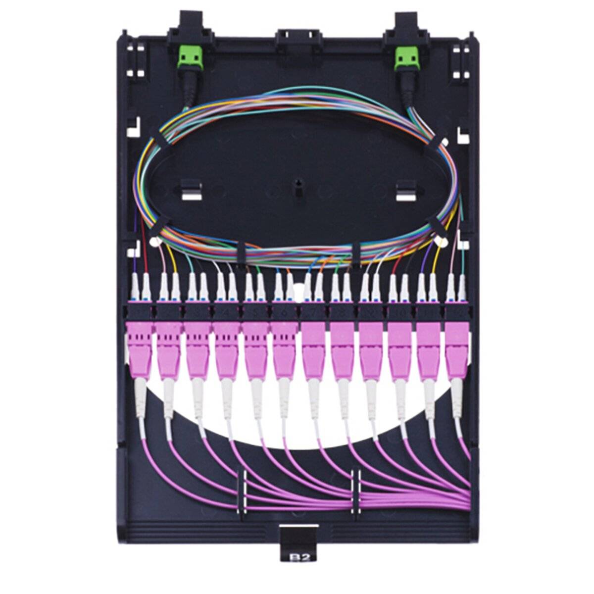BlueOptics HD MPO Kassette 12x LC/UPC Duplex 2x MPO/UPC 12 Kerne OM4 Typ AF