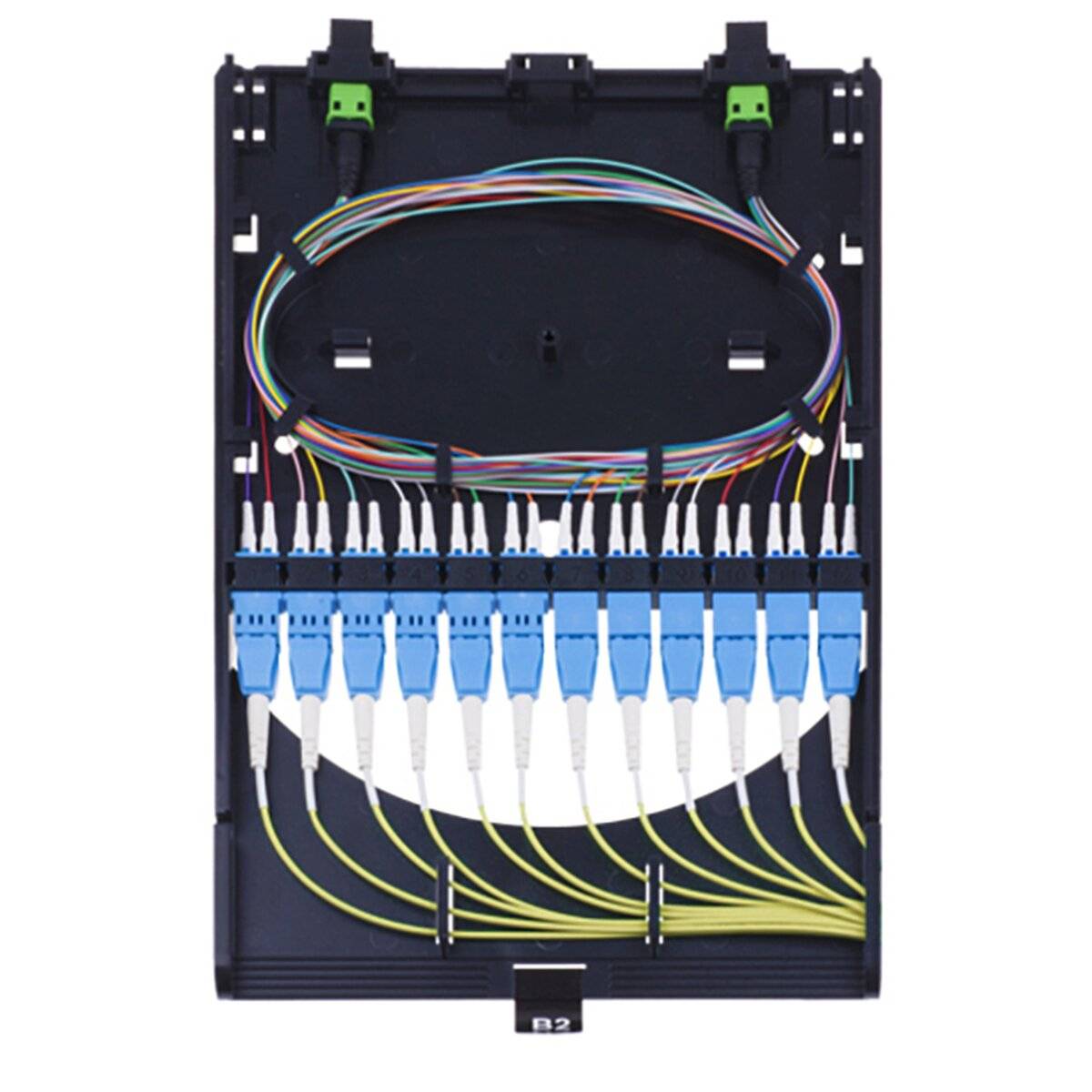BlueOptics HD MPO Kassette 12x LC/UPC Duplex 2x MPO/APC 12 Kerne Singlemode AF