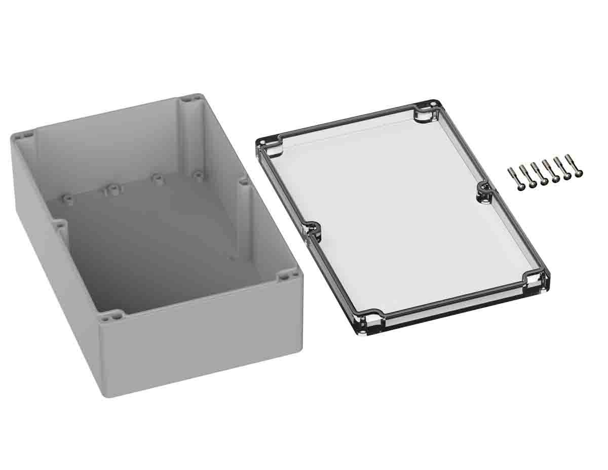 RS PRO Polycarbonat Universal-Gehäuse 5U2 Grau Außenmaß 160.3 x 240.3 x 90mm IP66