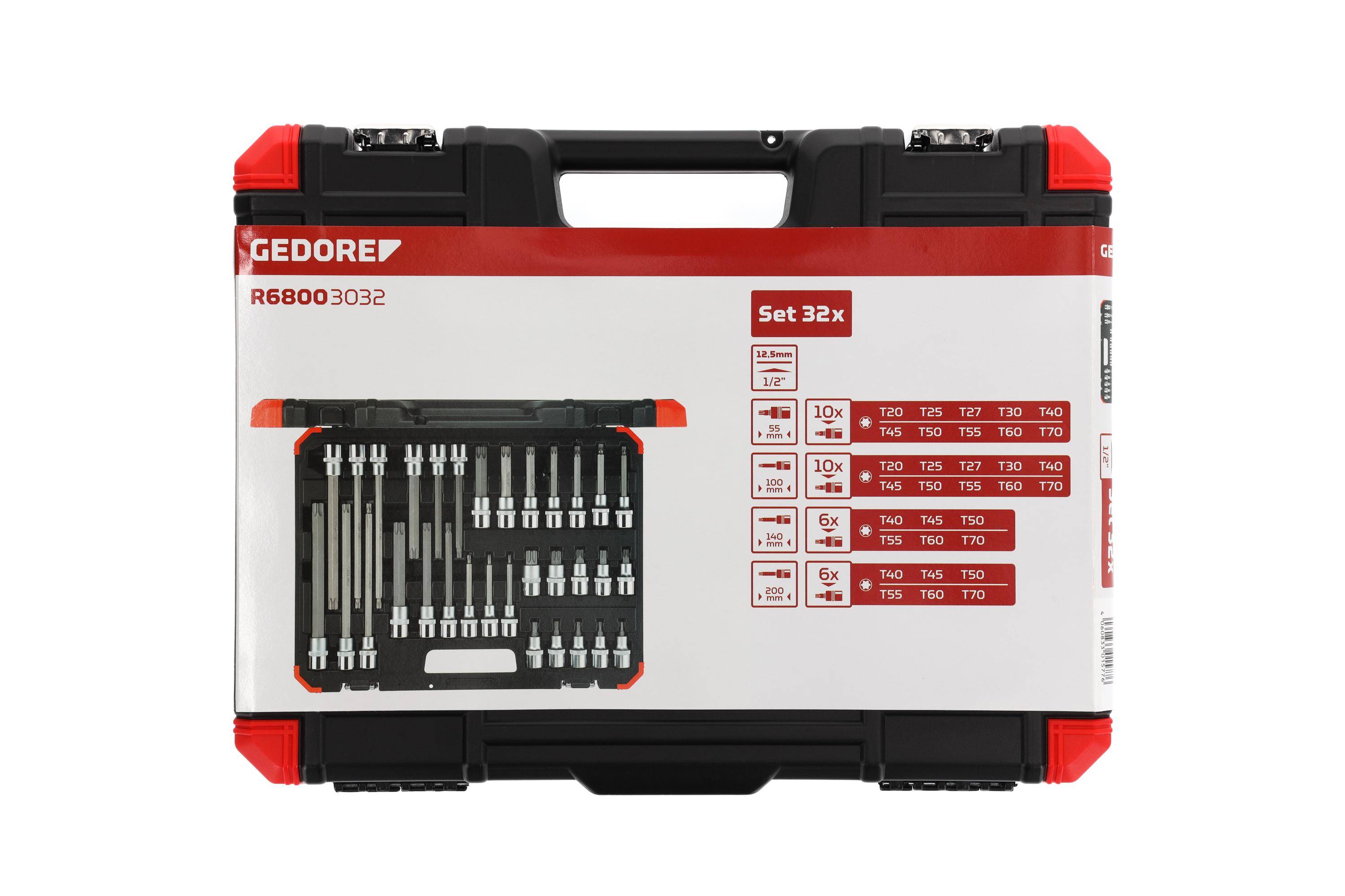 GEDORE Red R68003032 Schraubendrehereinsätze 1/2 TX 32-teilig