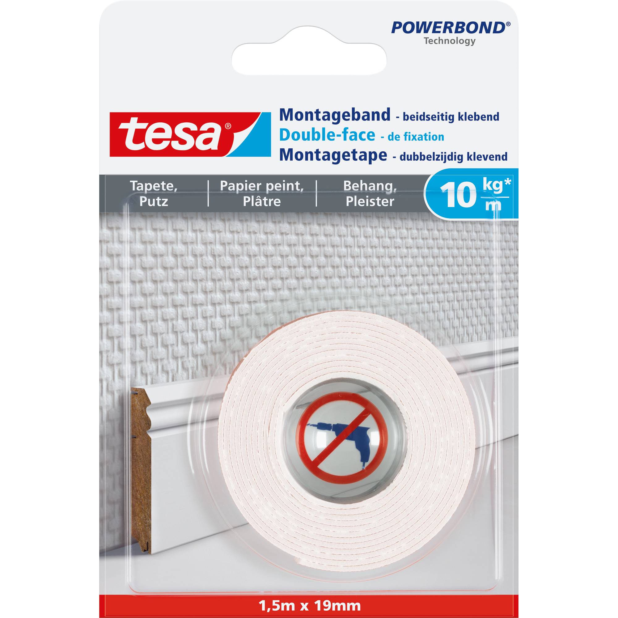 tesa WALLPAPER 77742-00000-00 Montageband tesa® Powerbond Weiß (L x B) 1.5 m x 19 mm 1 St.