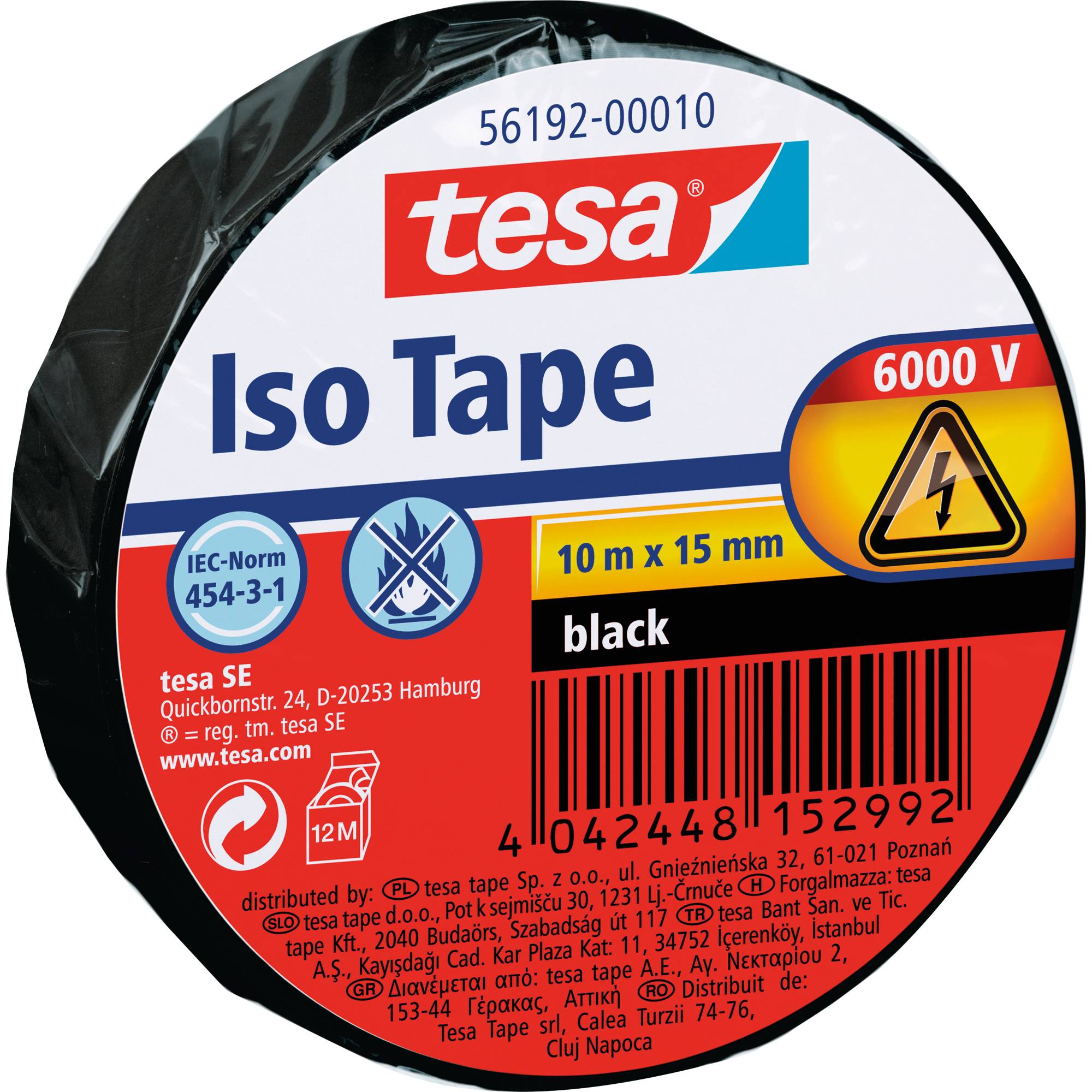 tesa 56192-00010-22 Isolierband Schwarz (L x B) 10 m x 15 mm 1 St.