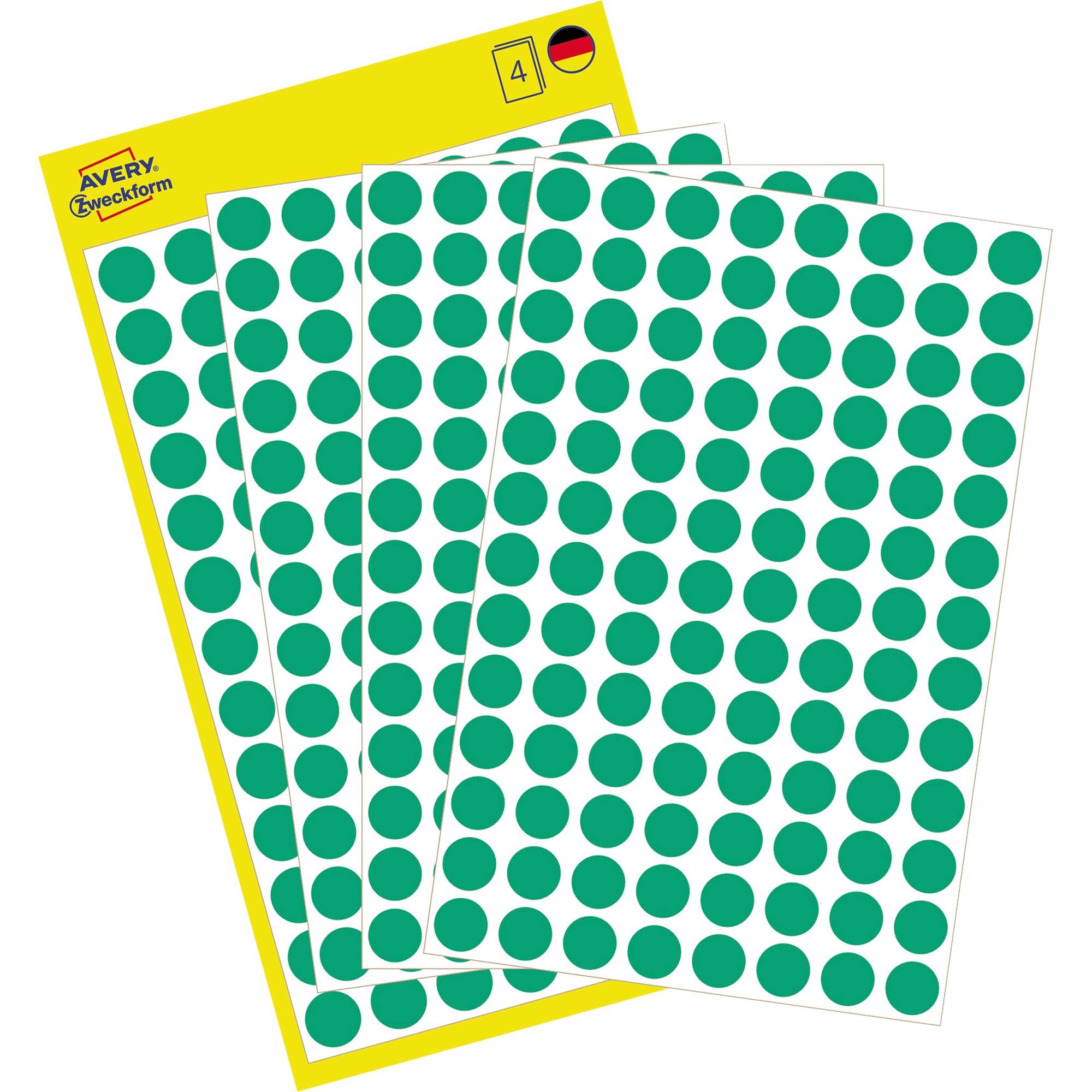 Avery-Zweckform 3012 Markierungspunkte Etiketten Ø 8mm Grün 416 St. Permanent haftend Papier