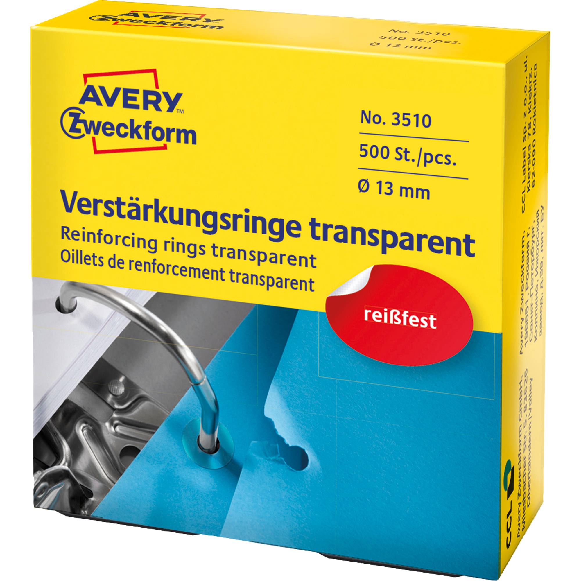 Avery Zweckform Lochverstärkungs- ring 3510 transparent 500 St./Pack.
