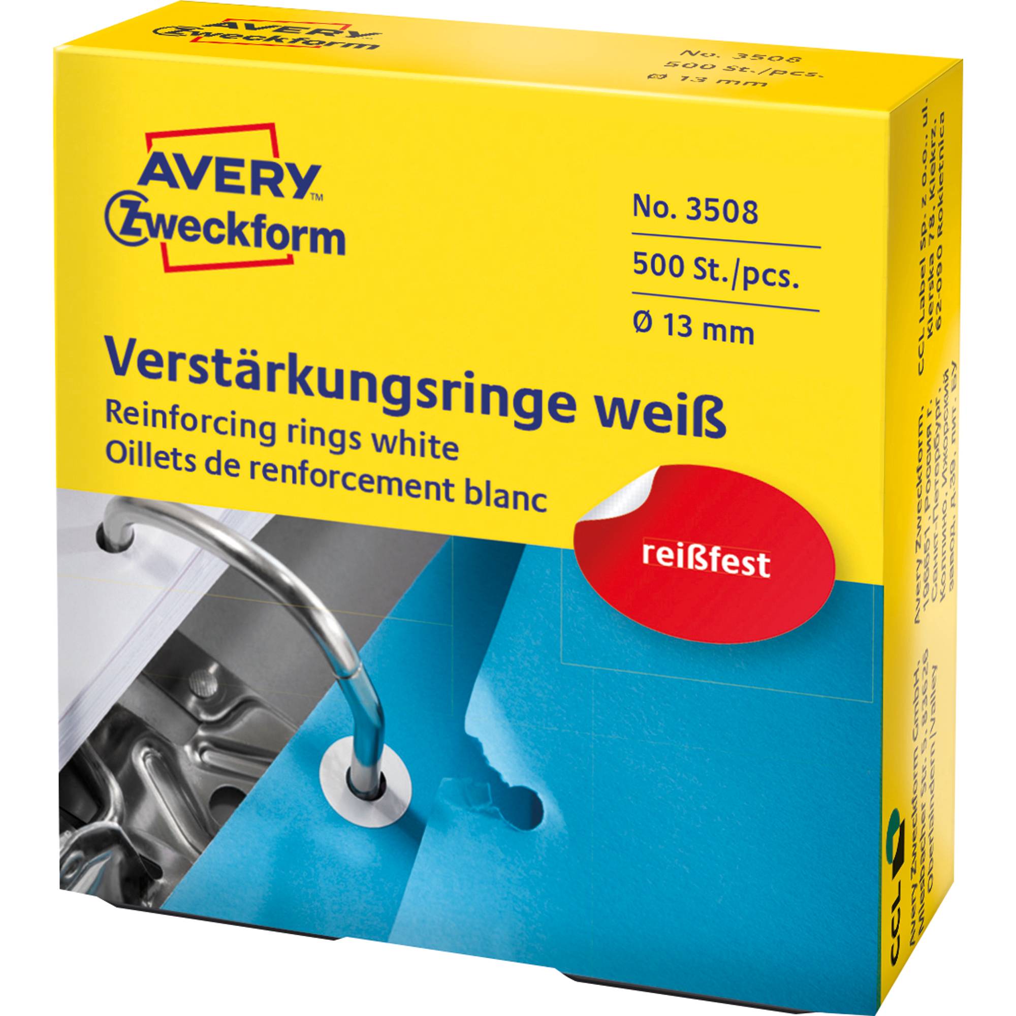 Avery Zweckform Lochverstärkungs- ring 3508 weiß 500 St./Pack.