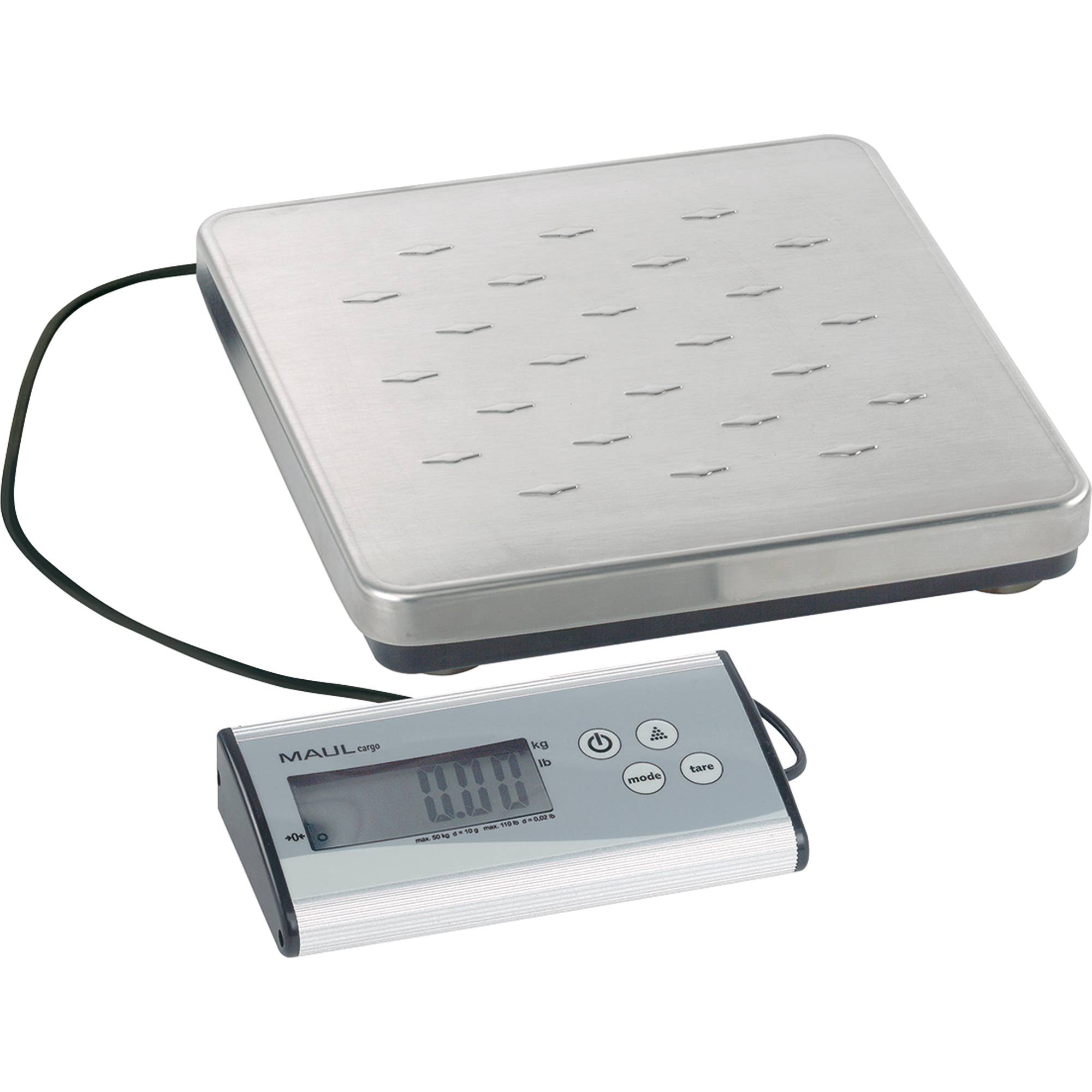Maul Paketwaage MAULcargo, 50 kg, separates Bedienpult, Netzteil Paketwaage Wägebereich (max.) 50000 g Ablesbarkeit 10 g batteriebetrieben, netzbetr