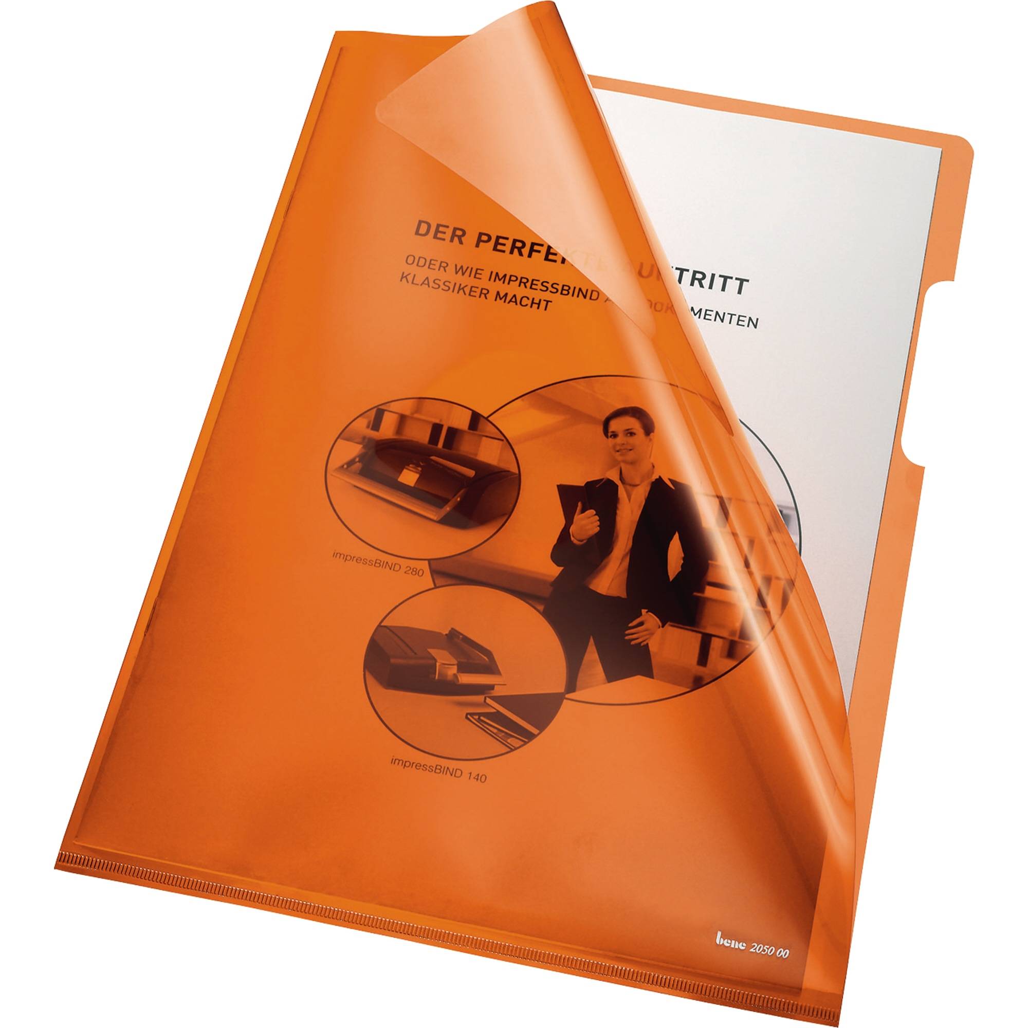 Bene Sichthülle Sichthülle DIN A4 PVC 0.15 mm Orange (transparent) 205000OR 100 St.