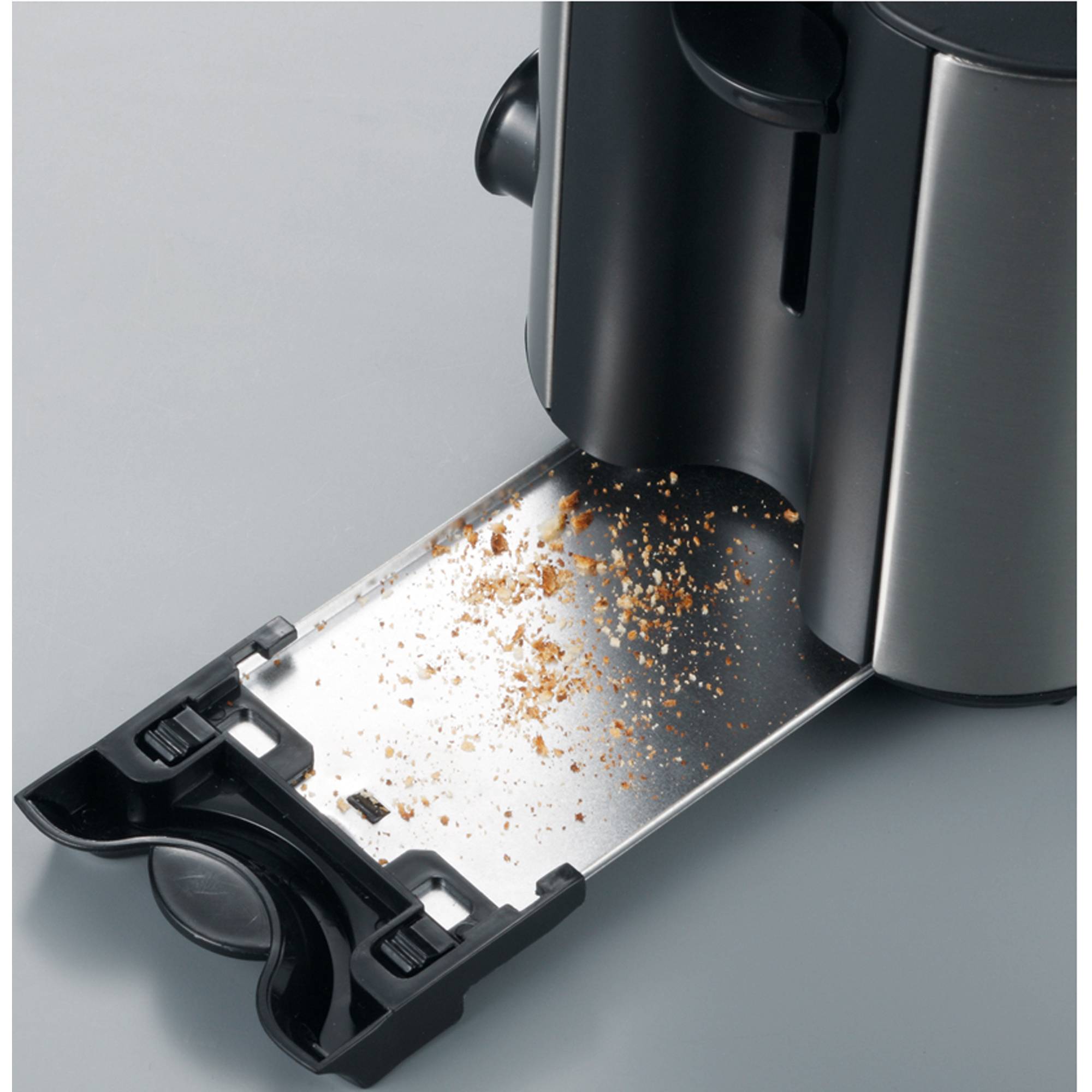 Severin AT 2514 Toaster mit eingebautem Brötchenaufsatz Edelstahl (gebürstet), Schwarz