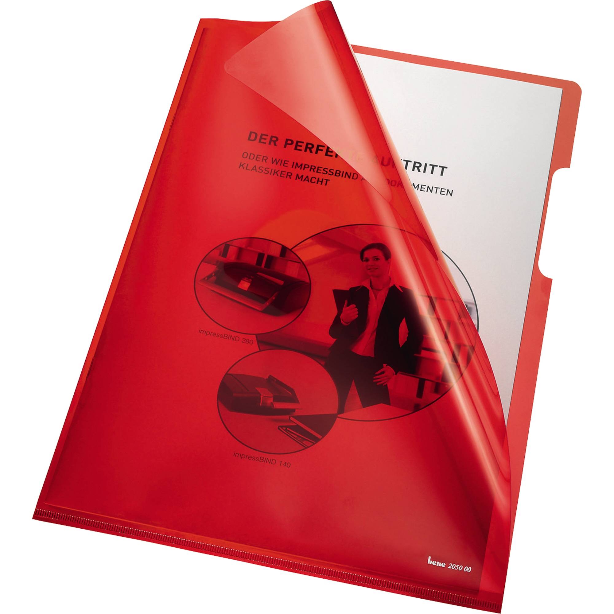 Bene Sichthülle Sichthülle DIN A4 PVC 0.15 mm Rot (transparent) 205000RT 100 St.