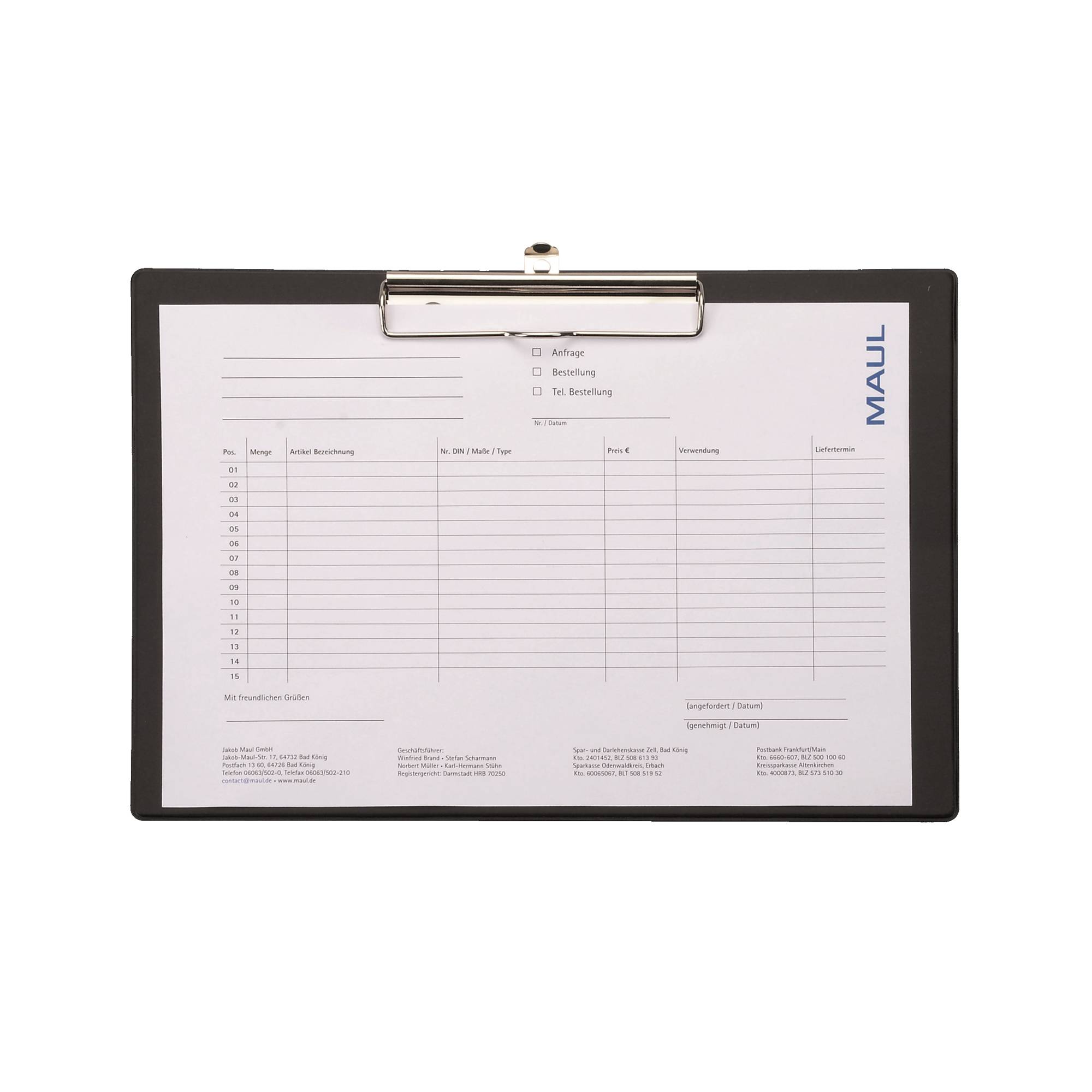 Maul Klemmbrett 2335790 Schwarz (B x H) 329 mm x 233 mm
