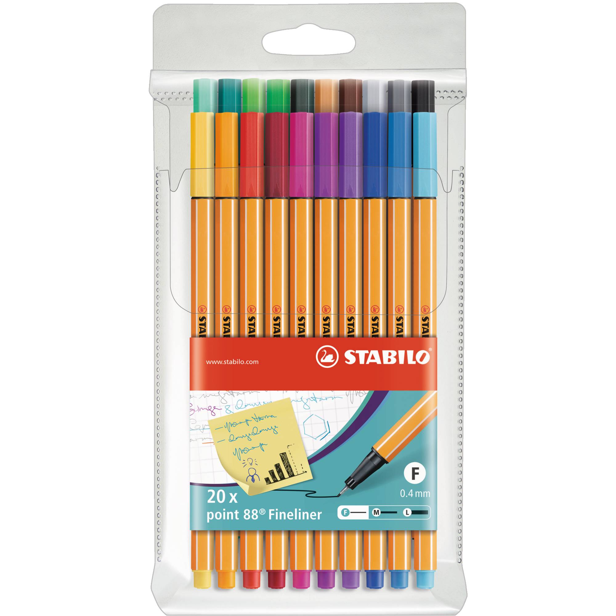 STABILO point 88 8820 Fineliner Gelb, Orange, Rot, Dunkelrot, Pink, Violett, Lila, Blau, Hellblau, Mittelblau, Türkisblau, Grün, Hellgrün, Eisgrün