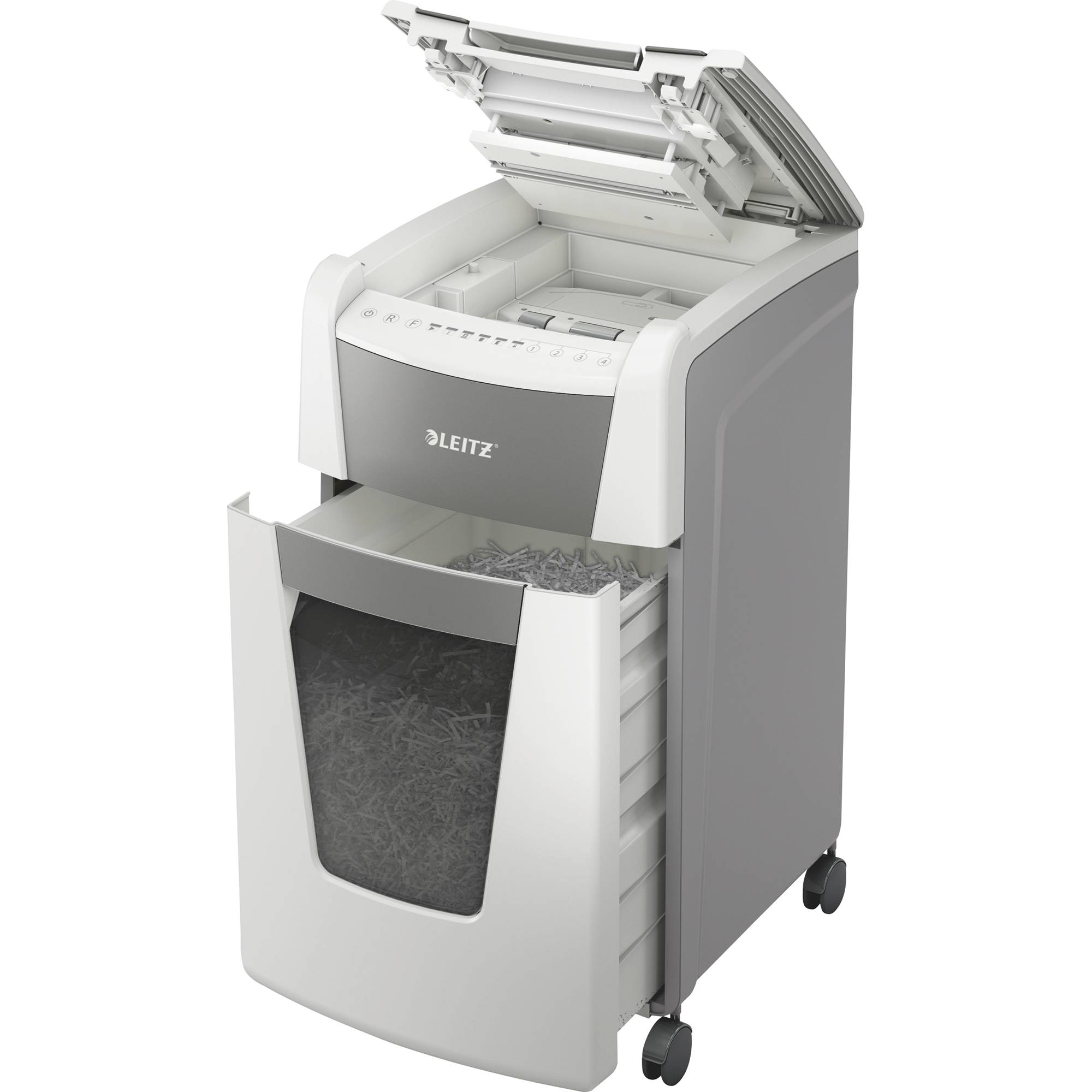 Leitz IQ Autofeed Office 300 Aktenvernichter 300 Blatt Partikelschnitt P-4 60 l Vernichtet auch Büroklammern, Heftklammern, Kreditkarte