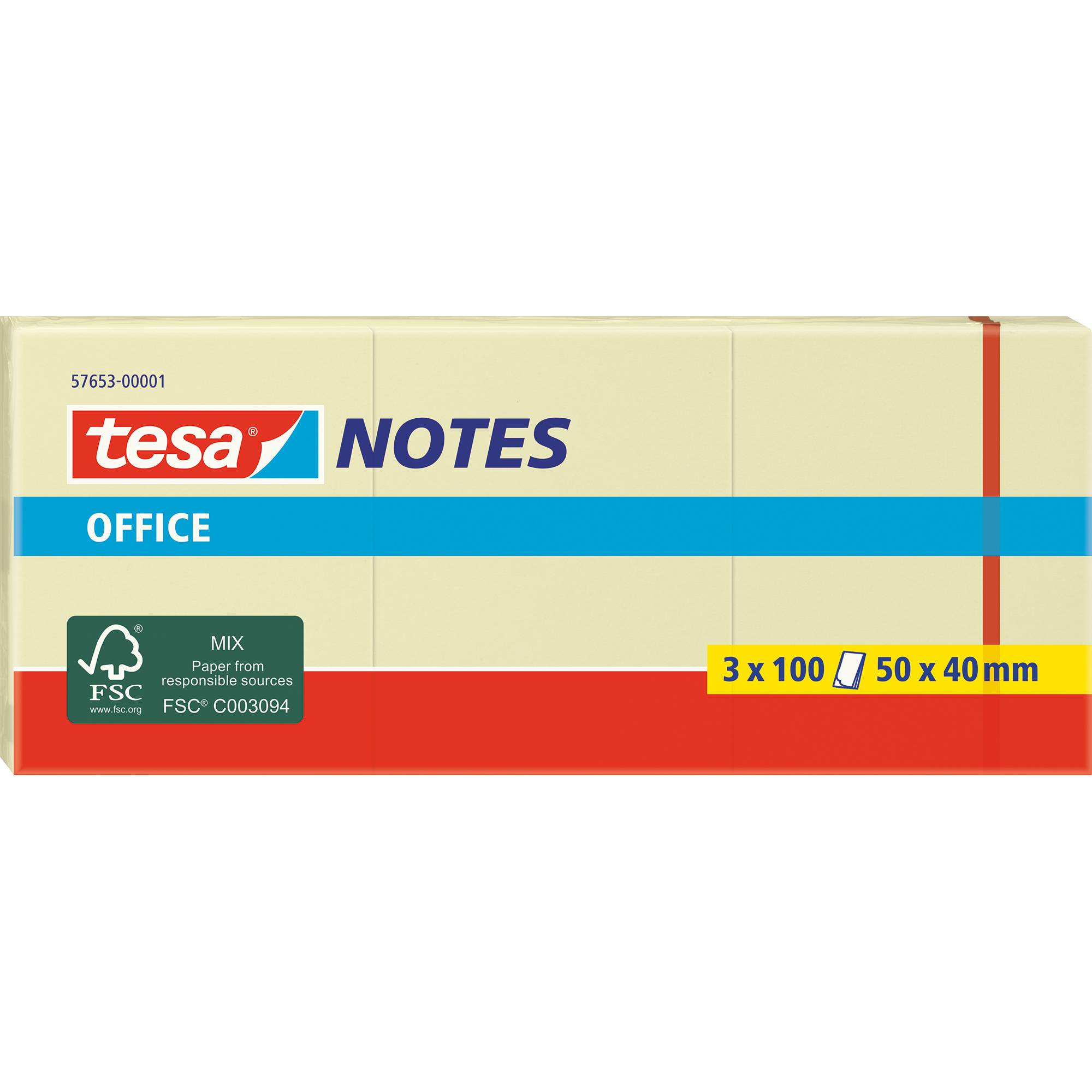 tesa Haftnotiz 57653-00001-05 50 mm x 40 mm Gelb 3 St.