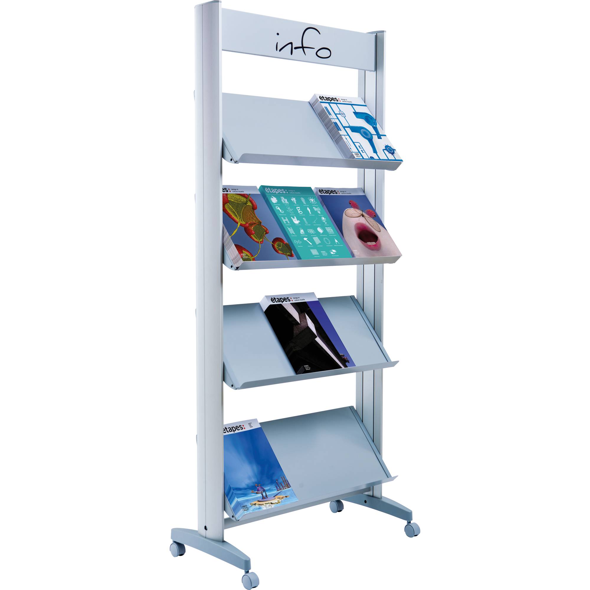 Paperflow Prospektständer 12.A4TM.35 Prospektständer Aluminium DIN A4 Anzahl der Fächer 16 1 St. (B x H x T) 940 x 1678 x 385 mm