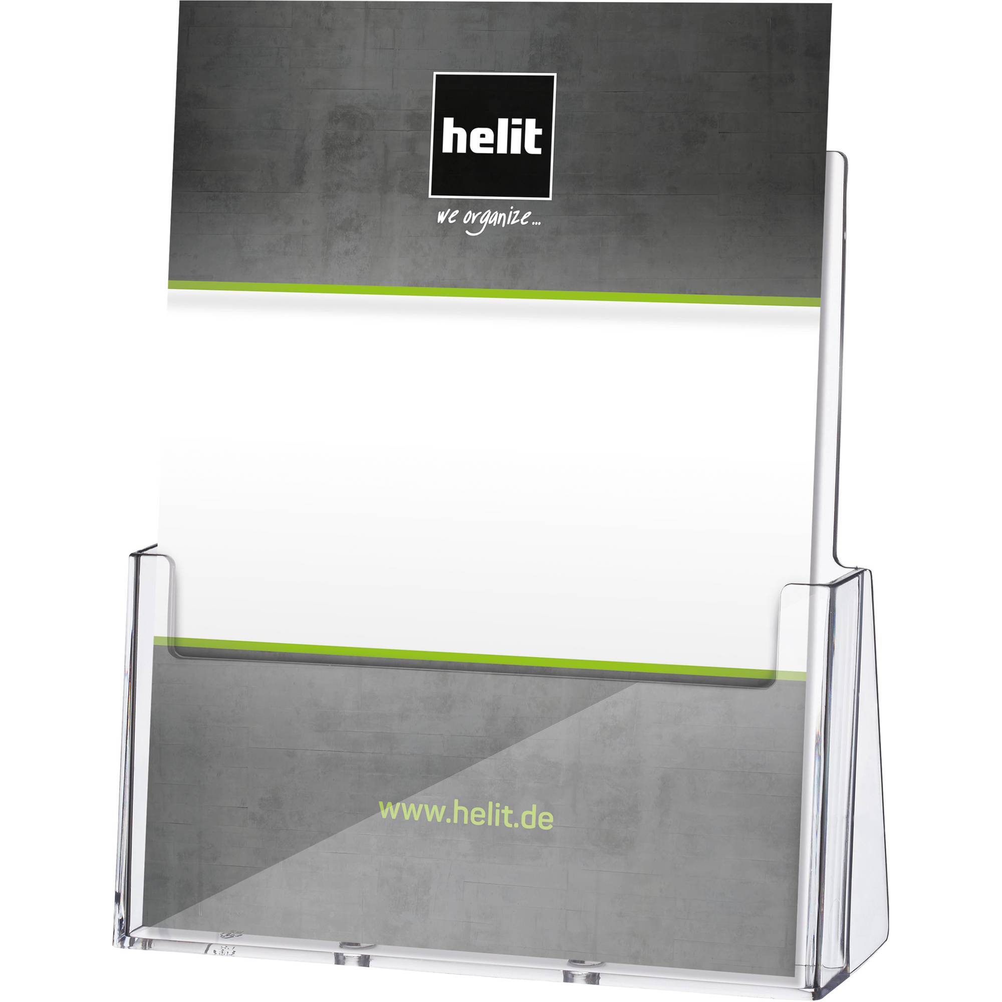 helit Prospekthalter H2352302 DIN A4 1Fach PS glasklar