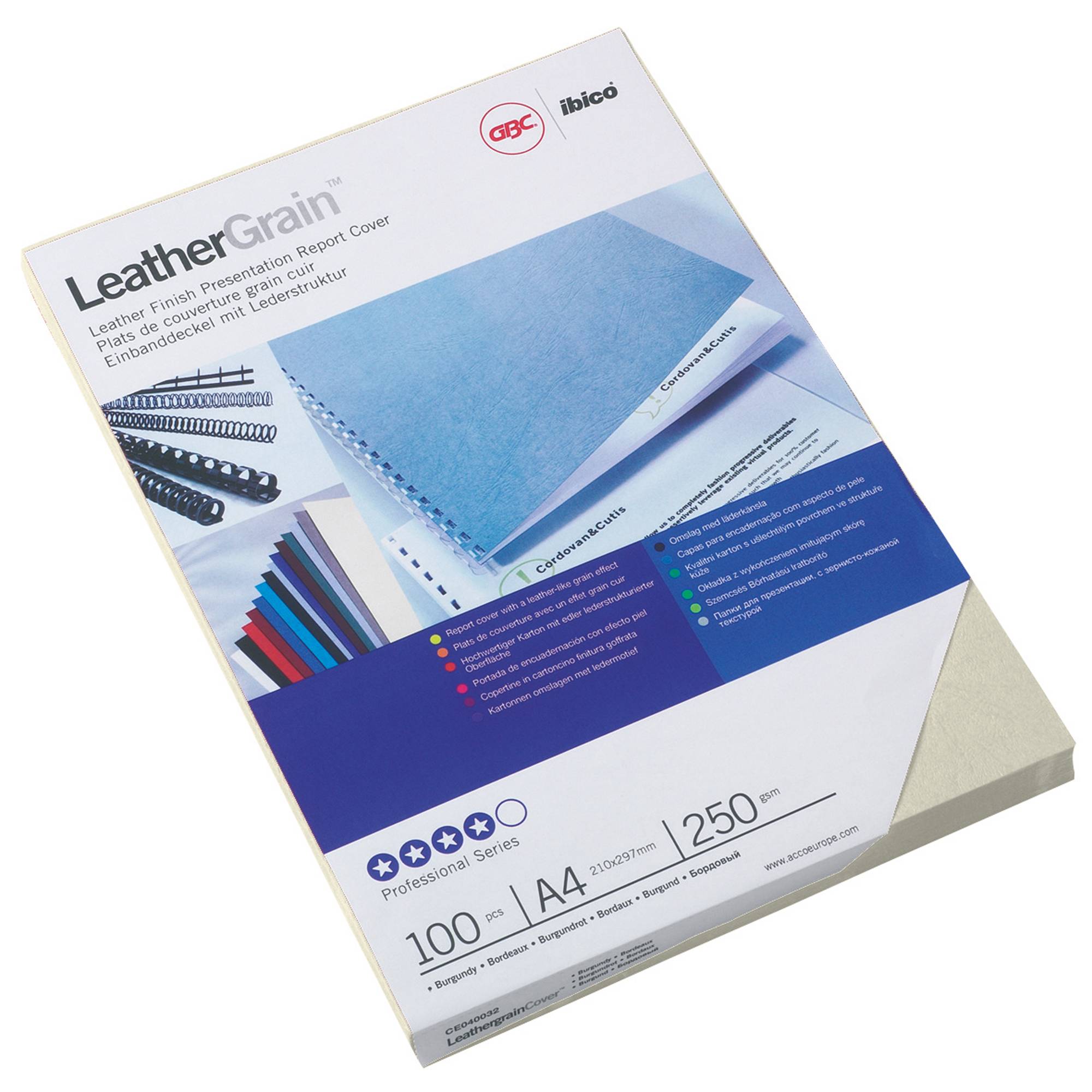 GBC Einbanddeckel LeatherGrain CE040070 DIN A4 weiß 100 St./Pack.