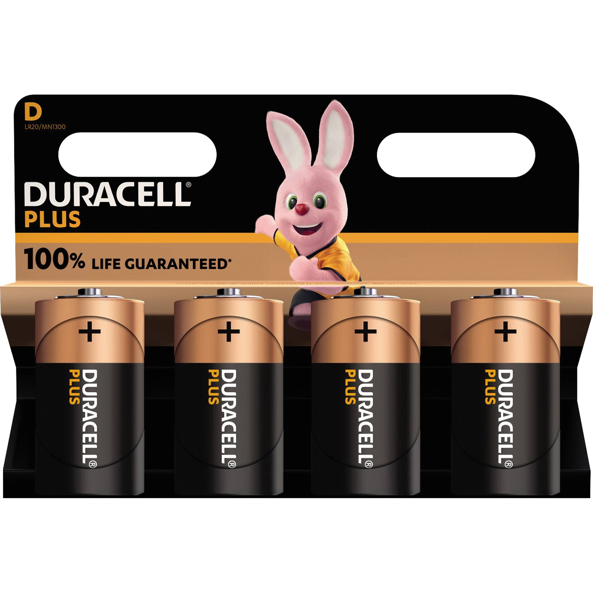 DURACELL Alkaline-Mono-Batterie LR20, 1.5V, Plus, 4 Stück