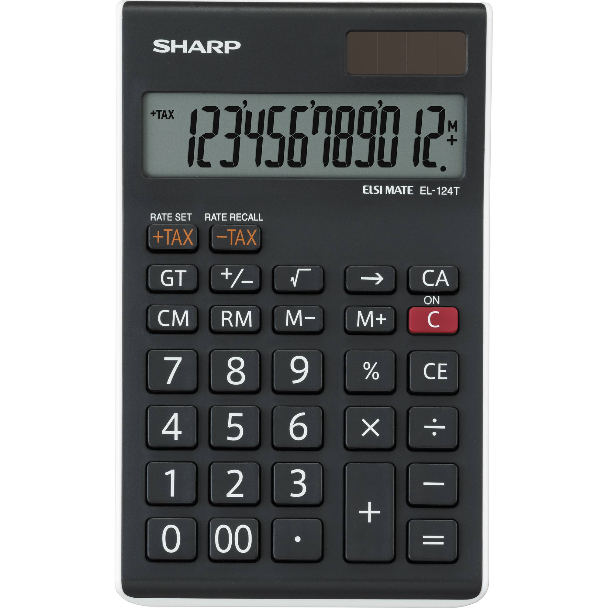 Sharp EL-124 TWH Tischrechner Schwarz Display (Stellen): 12 solarbetrieben, batteriebetrieben (L x B x H) 152 x 97 x 25 mm