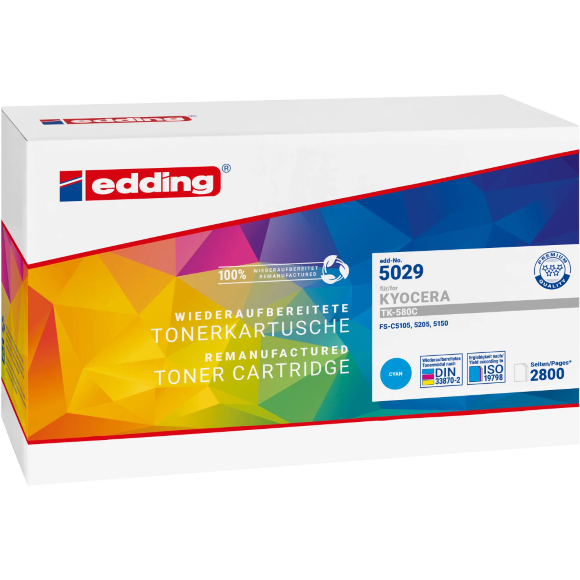 Edding Toner ersetzt Kyocera TK-580C Kompatibel Cyan 2800 Seiten EDD-5029 18-5029