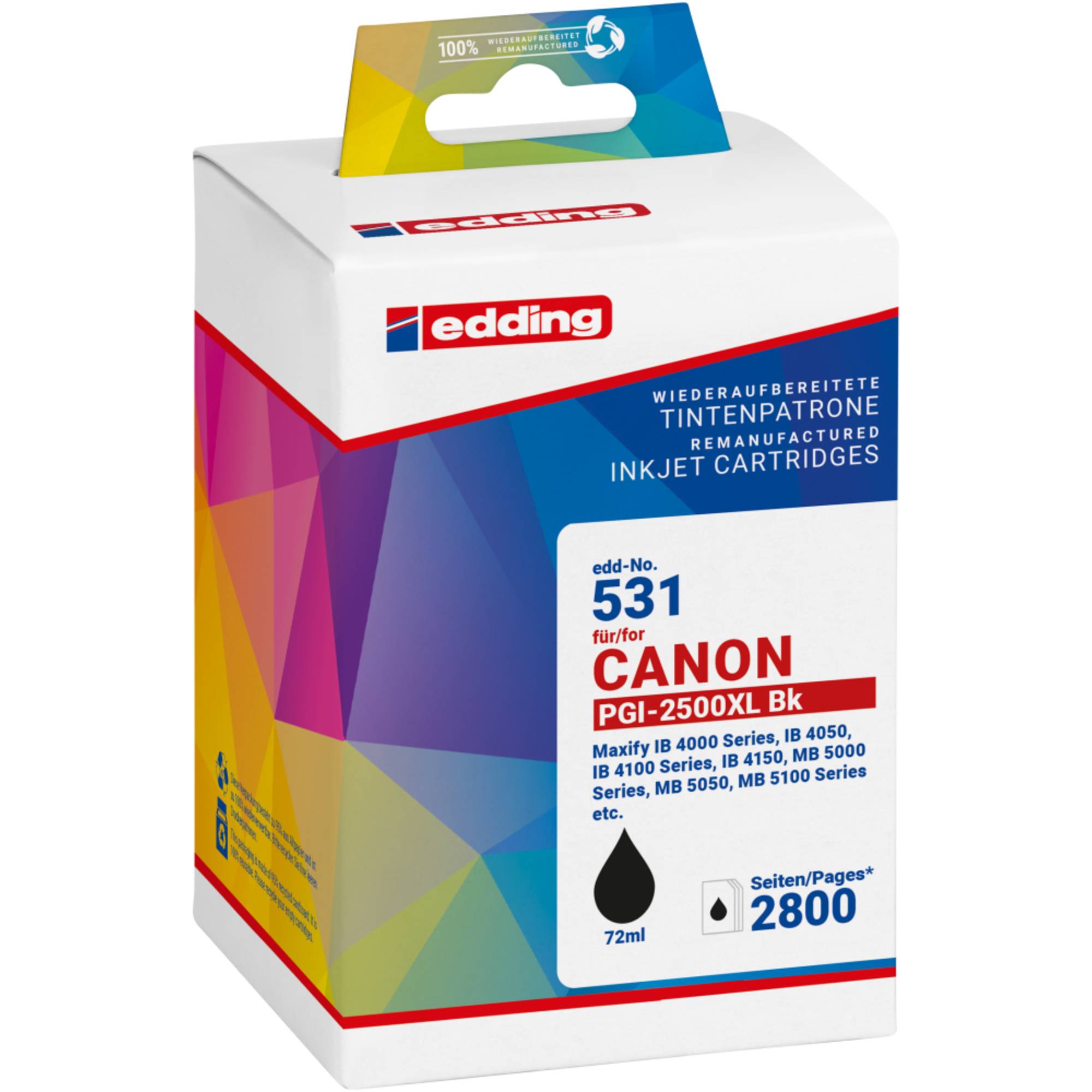 Edding Druckerpatrone ersetzt Canon PGI-2500BK XL Kompatibel Schwarz EDD-531 18-531