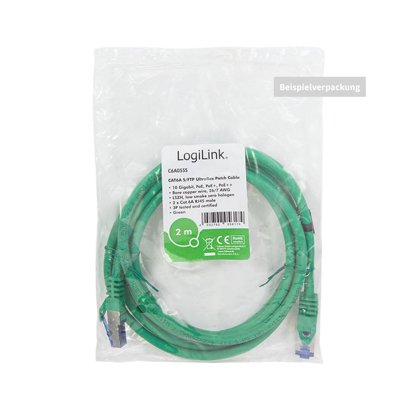 LogiLink C6A075S RJ45 CAT 6a S/FTP 5.00 m Grün 1 St.