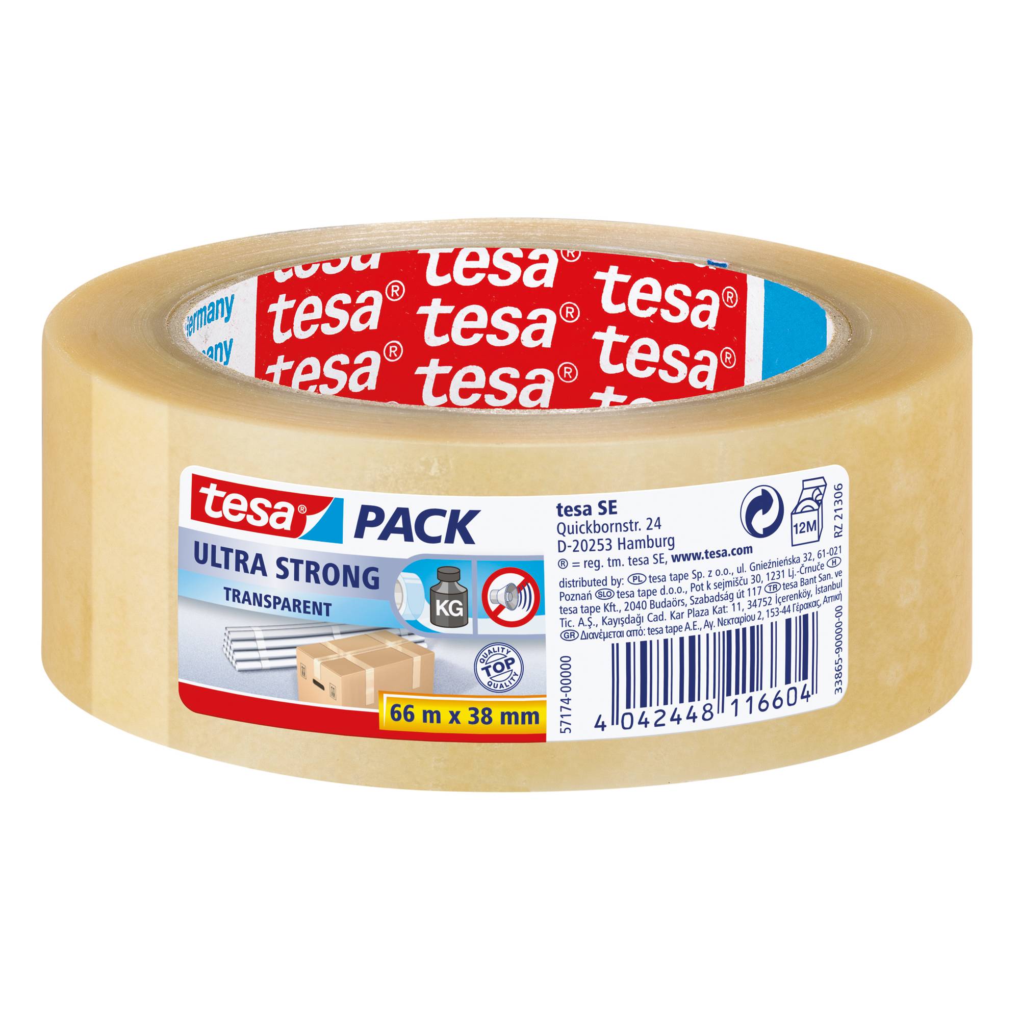 tesa ULTRA STRONG 57174-00000-02 Packband tesapack® Transparent (L x B) 66 m x 38 mm 1 St.