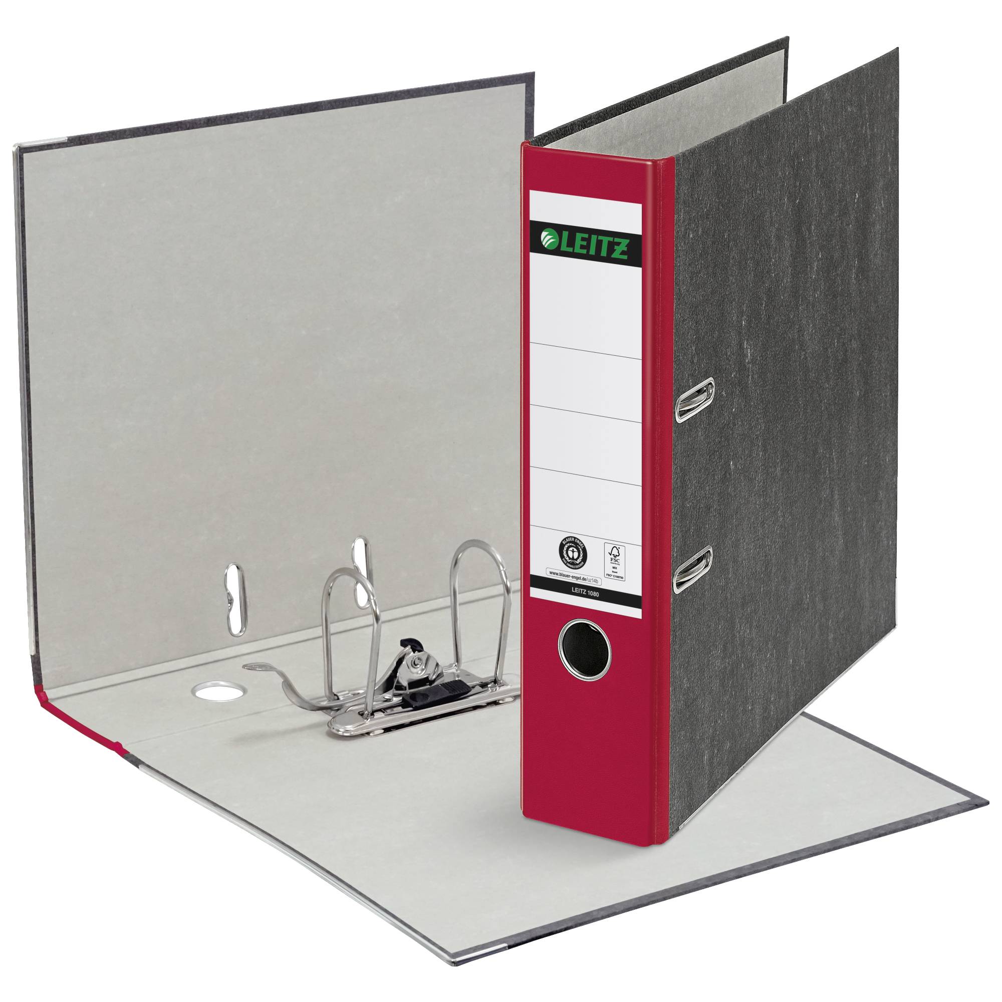 Leitz Ordner 1080 DIN A4 Rückenbreite: 80 mm Rot Wolkenmarmor 2 Bügel 10805025