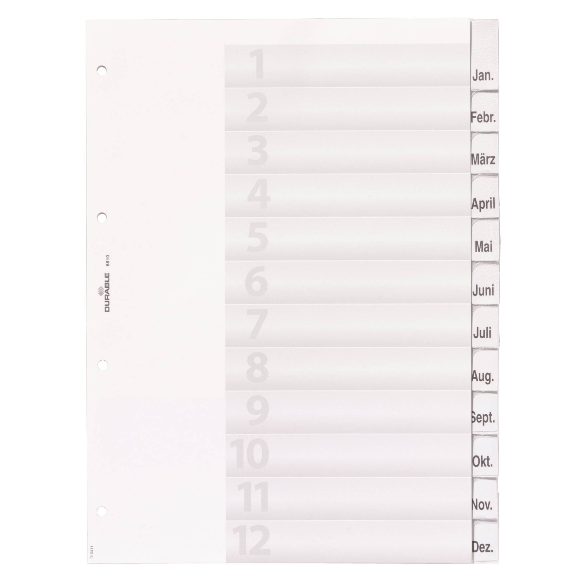 DURABLE Ordnerregister 681019 1-12/Jan-Dez A4 umschweißte Taben