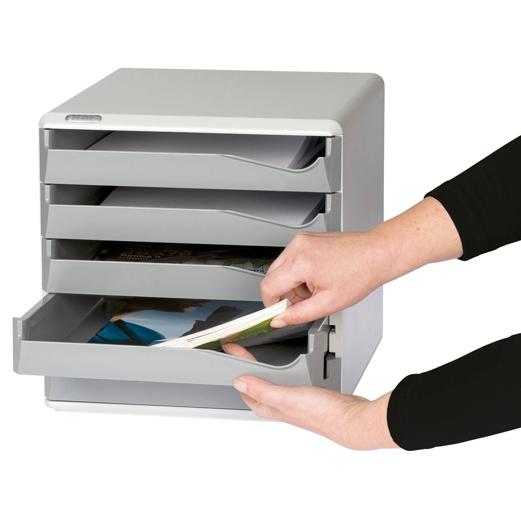 Leitz Schubladenbox 52800025 DIN A4 5Schubfächer lichtgr/rt