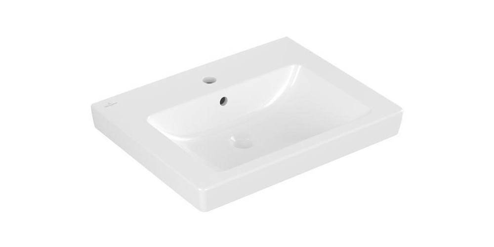 Villeroy & Boch Waschbecken Subway 2.0 711360 600x470mm Rechteck 1 Hahnloch mit Überlauf Weiß Alpin
