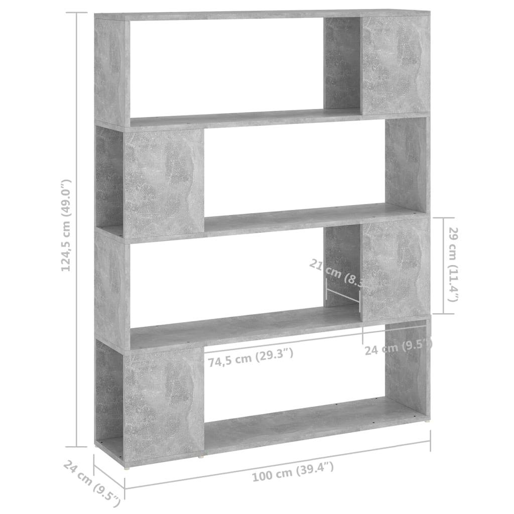 vidaXL Bücherregal Raumteiler Betongrau 100x24x124 cm