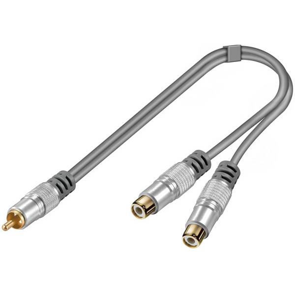 WENTRONIC Video-/ Audio-Adapter (Cinch-Stecker / 2x Cinch-Buchse | grau) - 0,20 m