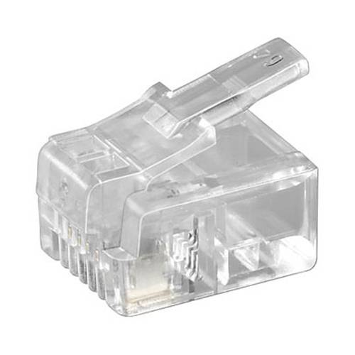 WENTRONIC Westernstecker RJ11 (zum Crimpen an Telefonflachkabel | 4 polig | ungeschirmt) - in transparent
