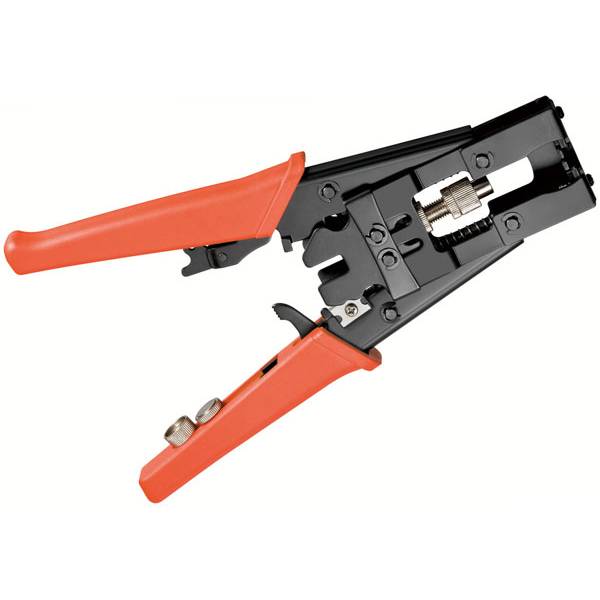 WENTRONIC Crimpzange (für F, BNC und RCA-Kompressionsstecker) - in rot/ schwarz