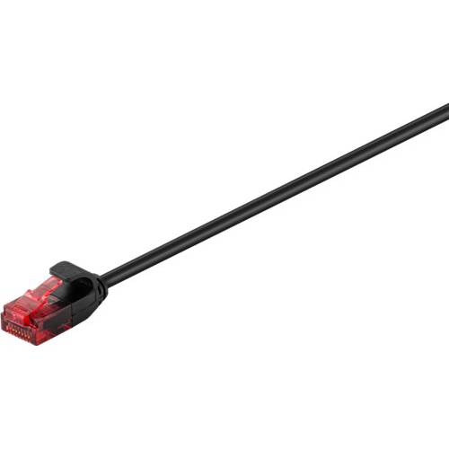 Goobay 93716 CAT 6 Slim Kabel Netzwerkkabel RJ45 Stecker 250 MHz Kupfer Patchkabel Ethernet LAN Kabel U/UTP Schwarz 3m