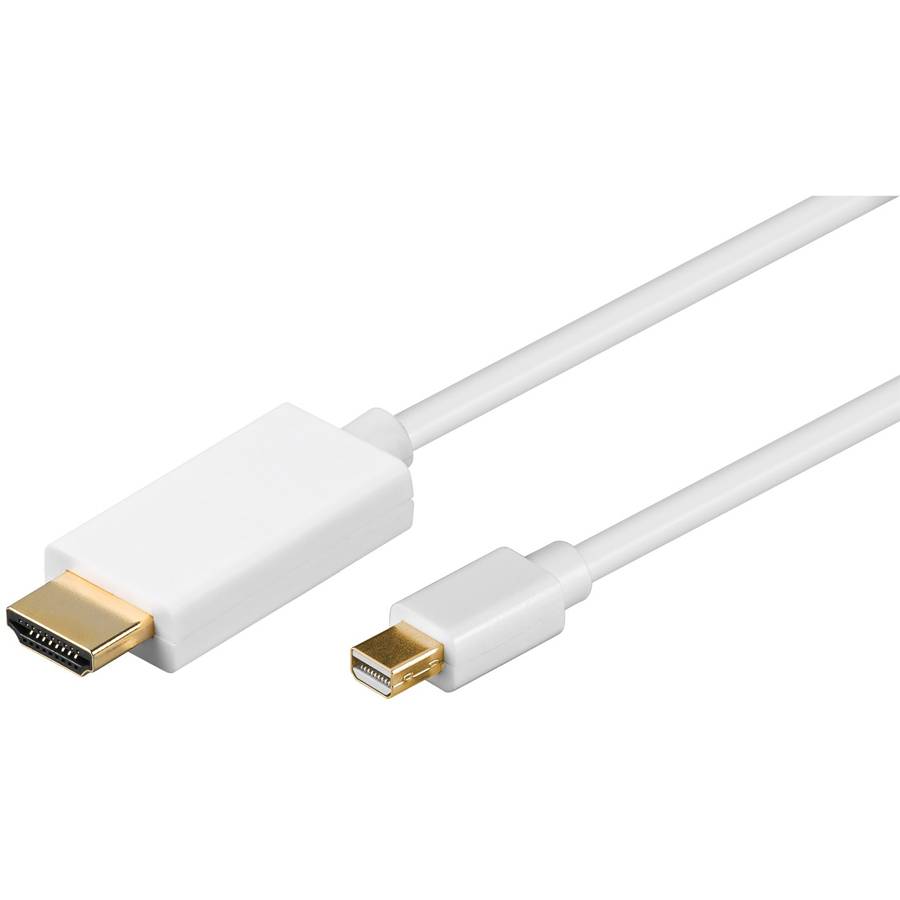 Goobay 52860 Mini DisplayPort auf HDMI Adapterkabel / Monitorkabel 4K @ 30Hz / DP Kabel Bildschirmkabel Laptop Weiß / 1m