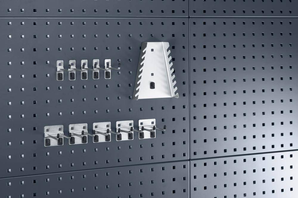 Werkzeughaltersortiment 11-tlg.verz.f.Lochplatten 5Haken/5 Doppelhaken/1Hal.BOTT