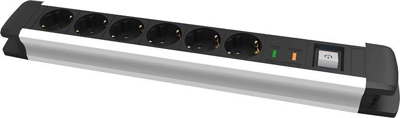 Steckdosenleiste 6-fach H05VV-F3G1,5 1,6m Aluminium FORTIS