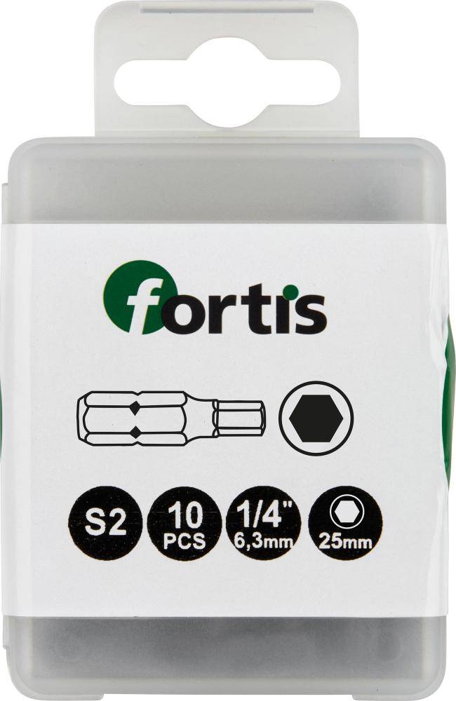 Bit zähhart 1/4" DIN3126 C6,3 Innensechskant 5x25mm 10er Pack FORTIS