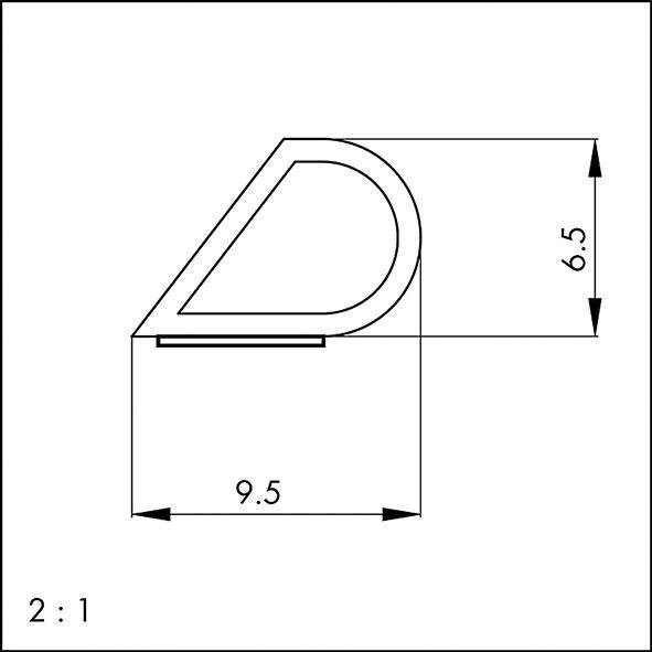 FF-Türanschlagdicht. 25m Tropfendicht.232 selbstklSI sw, Br 9,5mm x H 6,5mmSilikon