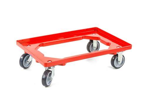 Transportroller für Euronorm-Kästen, offene Ausführung, 615 x 415 mm, rot