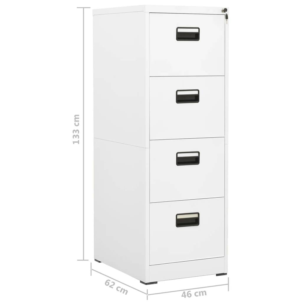 vidaXL Aktenschrank Weiß 46x62x133 cm Stahl